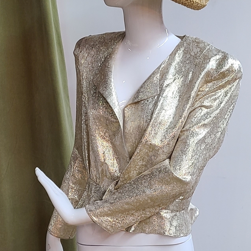 Pedro Del Hierro Gold Silk Thin Blazer